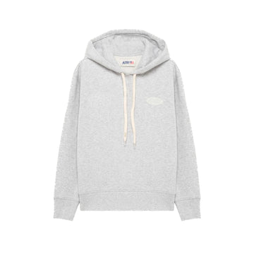 Autry | W02JM Felpa Hoodie in jersey grigio con logo stampato