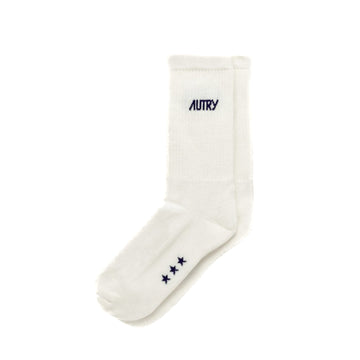 AUTRY | E7A6 Calze Jacquard bianche con logo blu