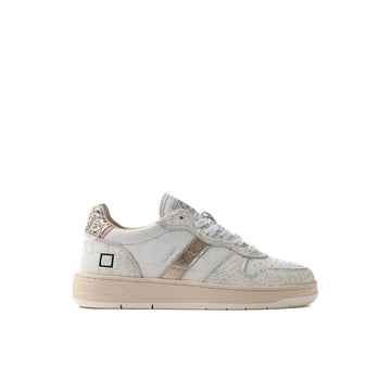 D.A.T.E. | CR-SH-GP Court Shiny bianco e platino
