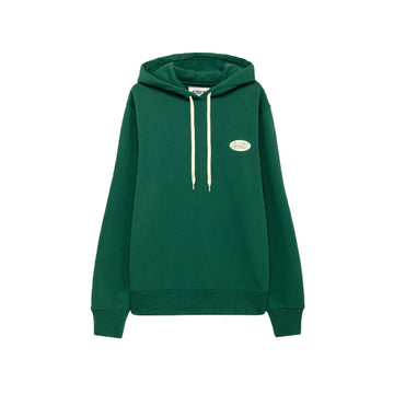 Autry | M02JV Felpa Hoodie in jersey verde con logo stampato
