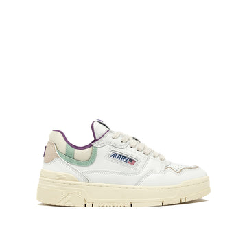 Autry | MY05 Sneaker CLC Low in Pelle Bianca e Dettagli Verde Acqua