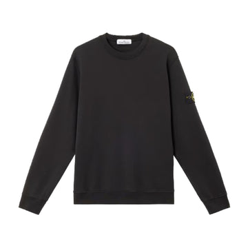 Stone Island | Felpa Girocollo con dettagli a costine nera 6100044