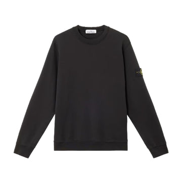 Stone Island | Felpa Girocollo con dettagli a costine nera 63051