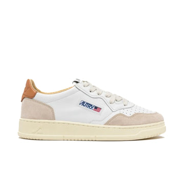 AUTRY | LS76 Sneakers Medalist low in pelle bianca e suede bianco e cuoio chiaro