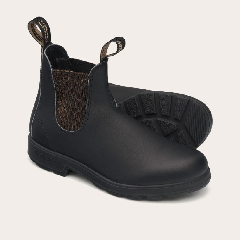 Blundstone | B1924 stivaletti donna pelle nera elastico bronzo glitter