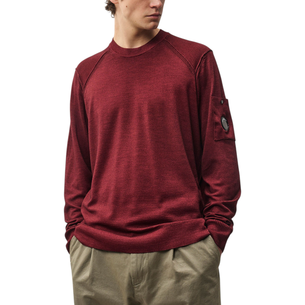 C.P. Company | Maglione Crewneck in Lana Merino Lens Rosso