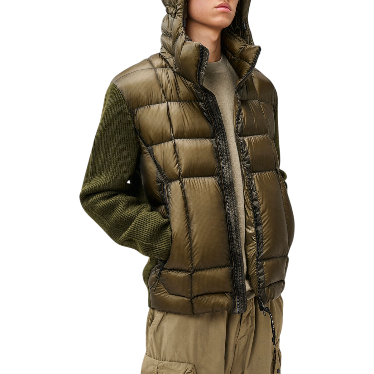 C.P. Company | Giacca Knitwear Jacket Extrafine in Lana Merino Verde Oliva