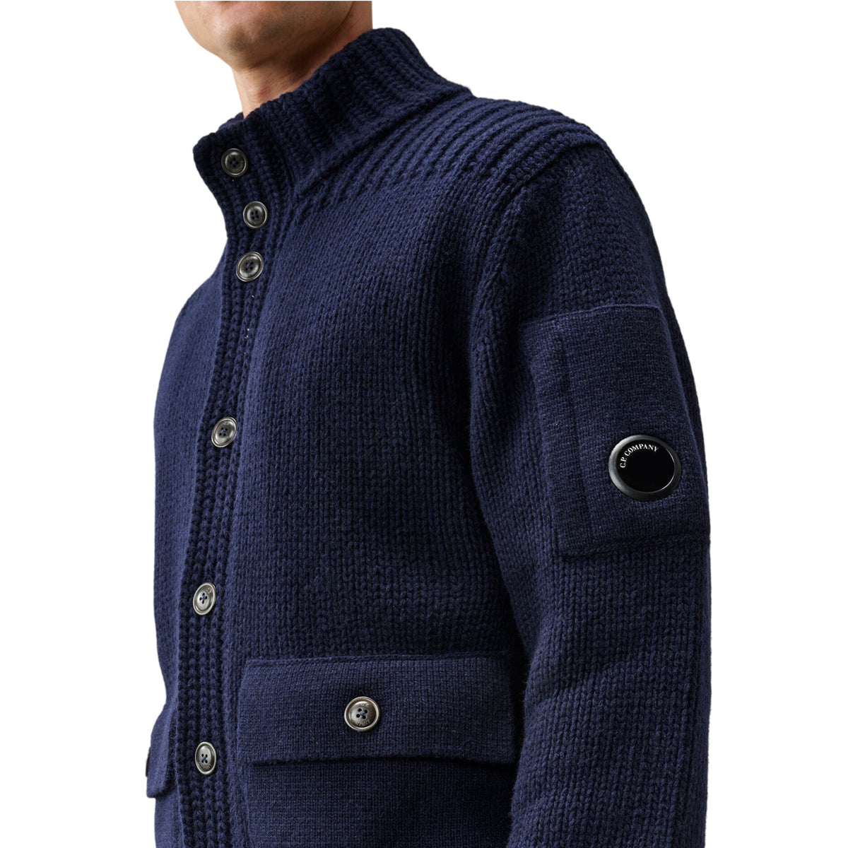 C.P. Company | Cardigan Lambswool Lens Button Sweater Blu