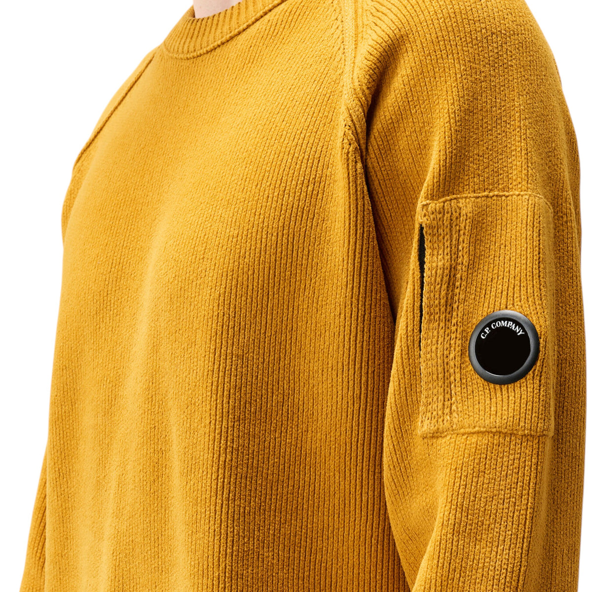 C.P. Company | Maglione Chenille Cotton Lens Crewneck Ocra