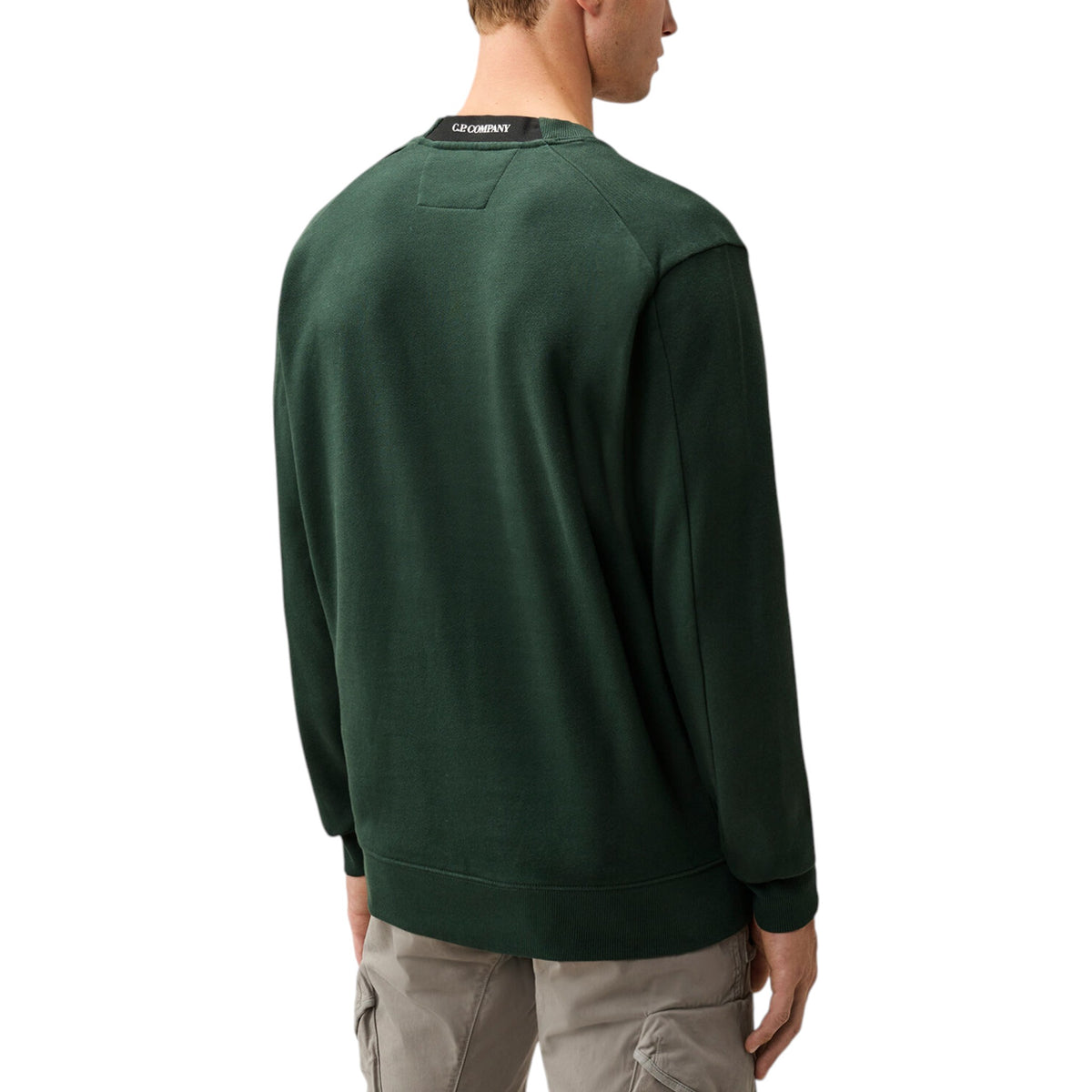 C.P. Company | Felpa Diagonal Raised Fleece Lens Crewneck Verde Pino