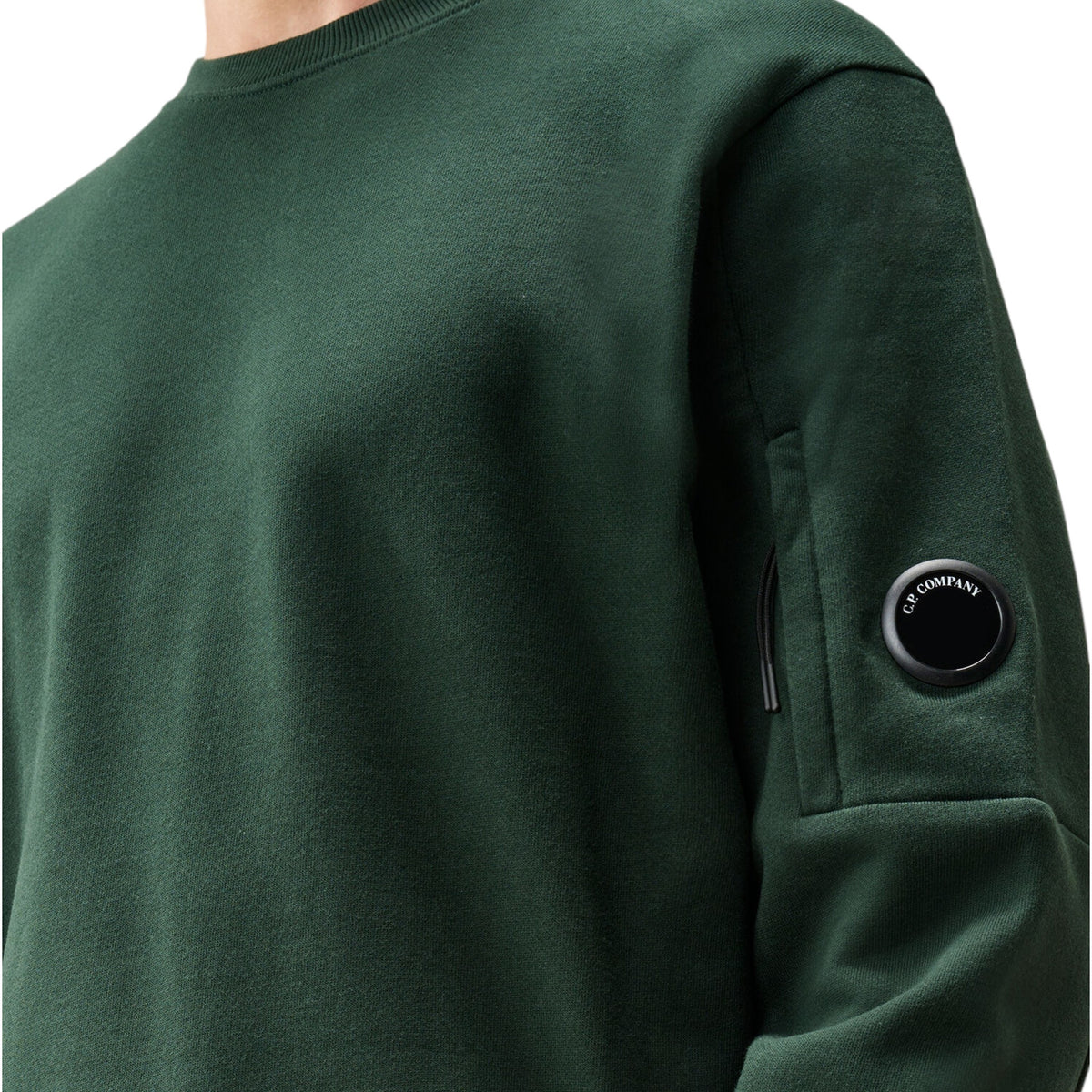 C.P. Company | Felpa Diagonal Raised Fleece Lens Crewneck Verde Pino