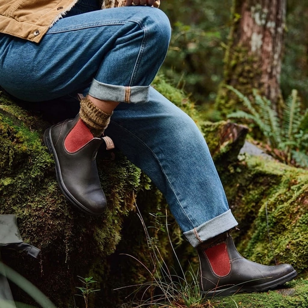Blundstone B2500| Stivale in Pelle brown con Elastico in Contrasto rosso