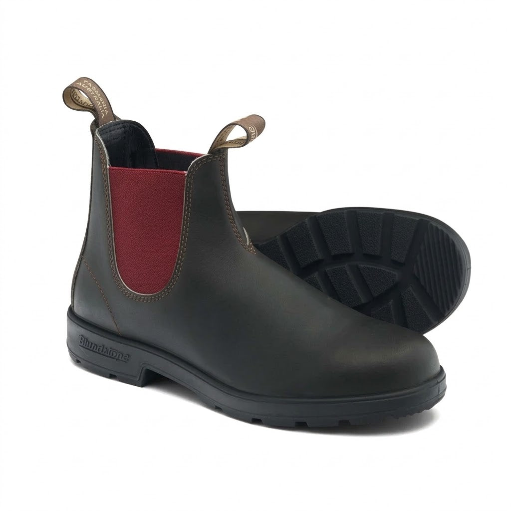 Blundstone B2500| Stivale in Pelle brown con Elastico in Contrasto rosso