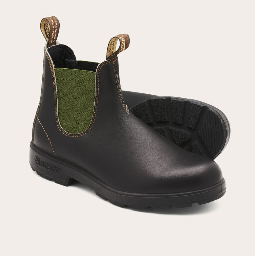 Blundstone | B519 Stivaletti in pelle marrone elastici verdi