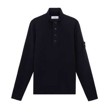 Stone Island | Maglione Half zip blu con bottoni 540A3