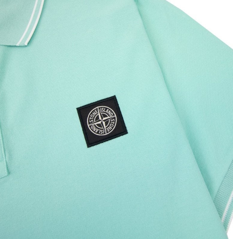 Stone Island | Polo con vestibilità slim verde acqua 22S18