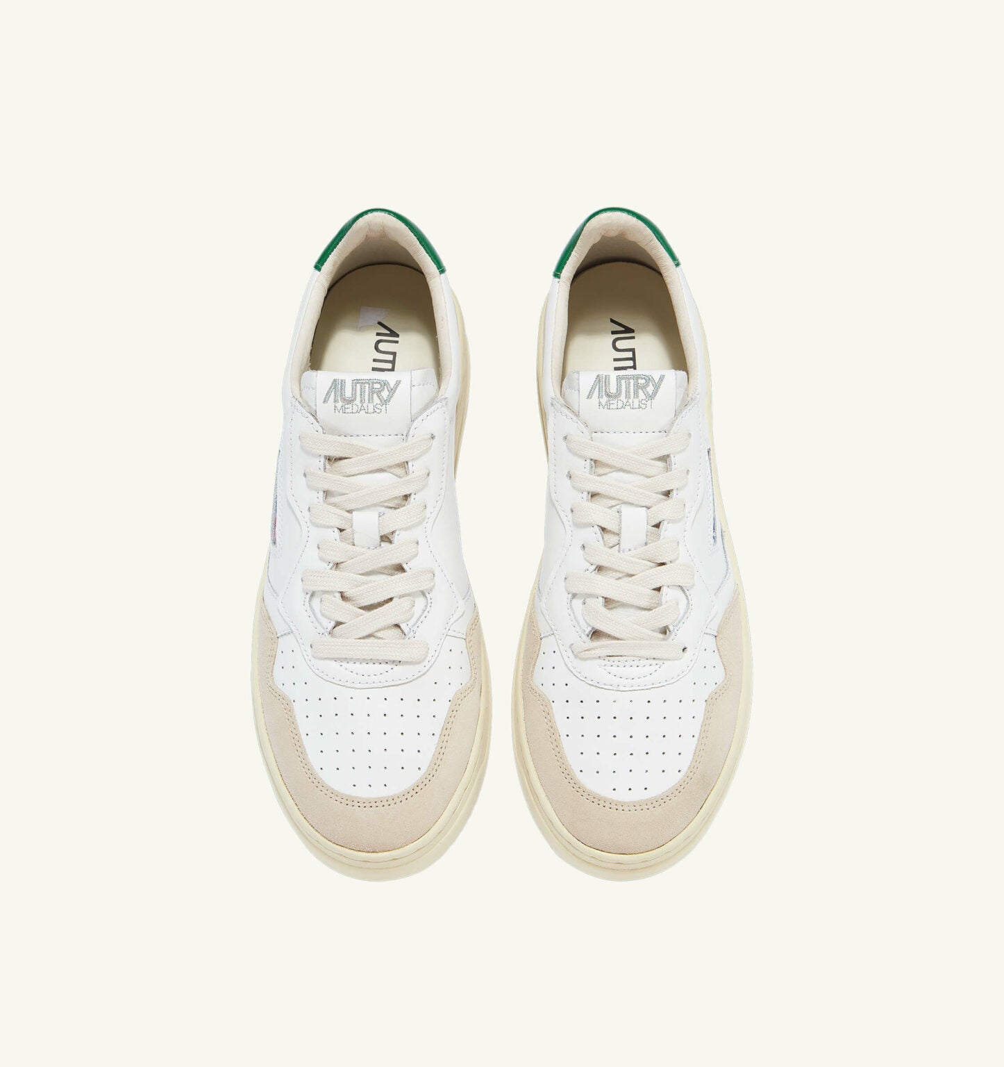 Autry | Sneakers Medalist low in pelle bianca e suede verde amazon LS23