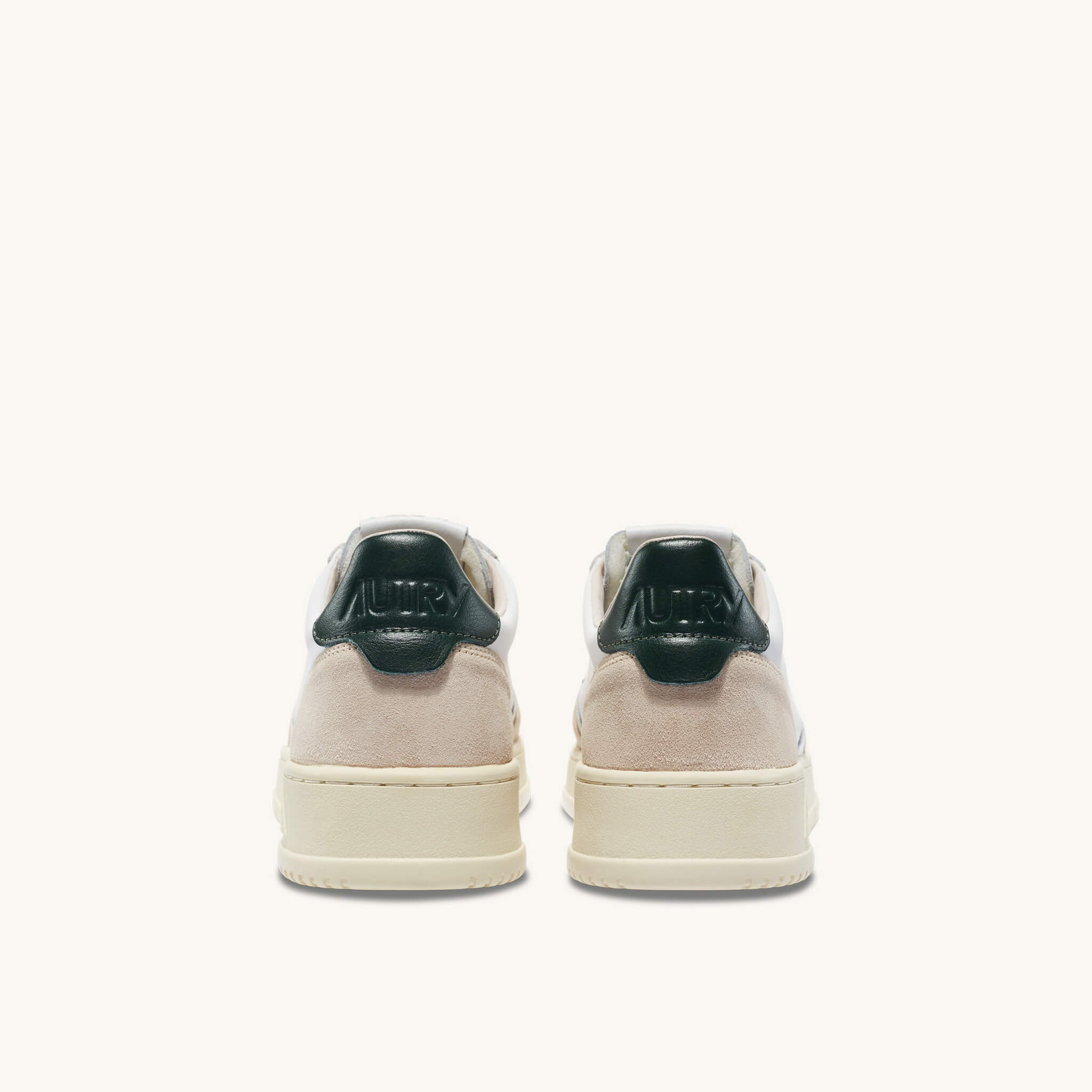 AUTRY | LS56 Sneakers Medalist low in pelle bianca verde bosco e suede beige
