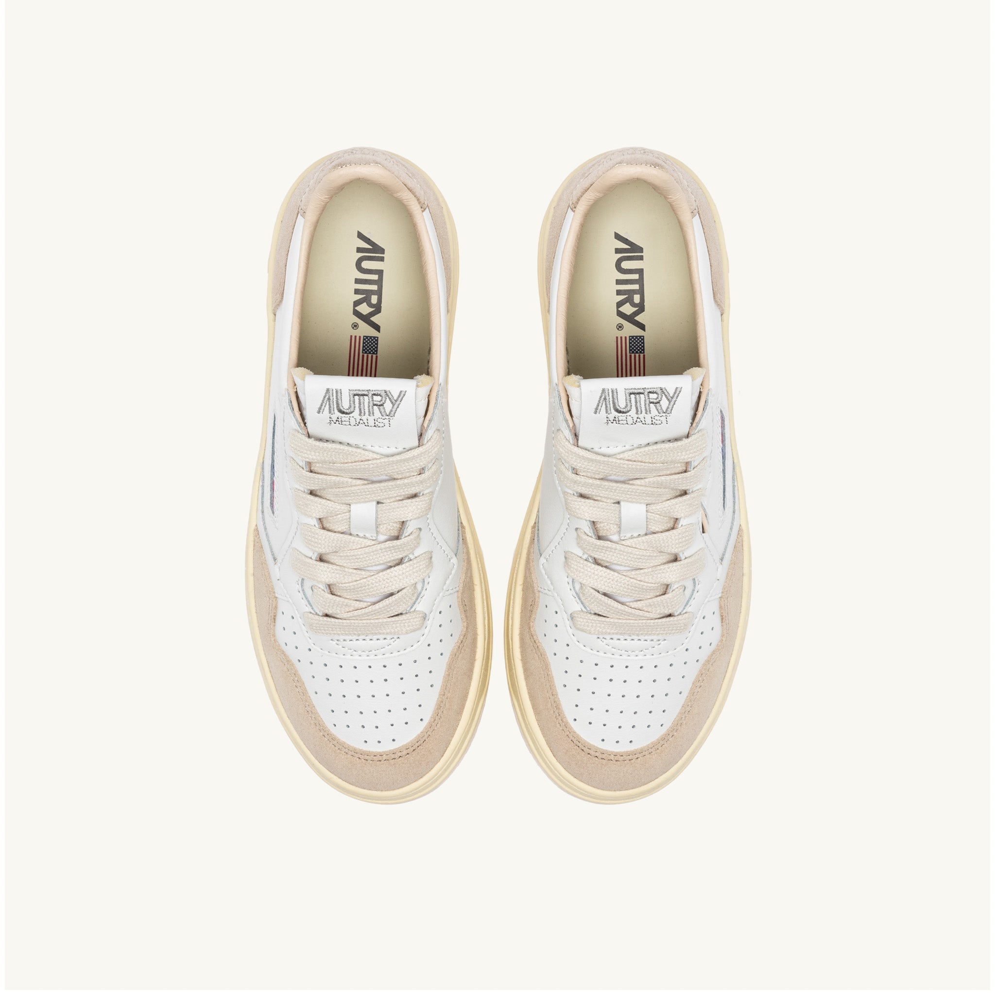 Autry | LS75 Sneakers Medalist low in pelle e suede bianca e oro