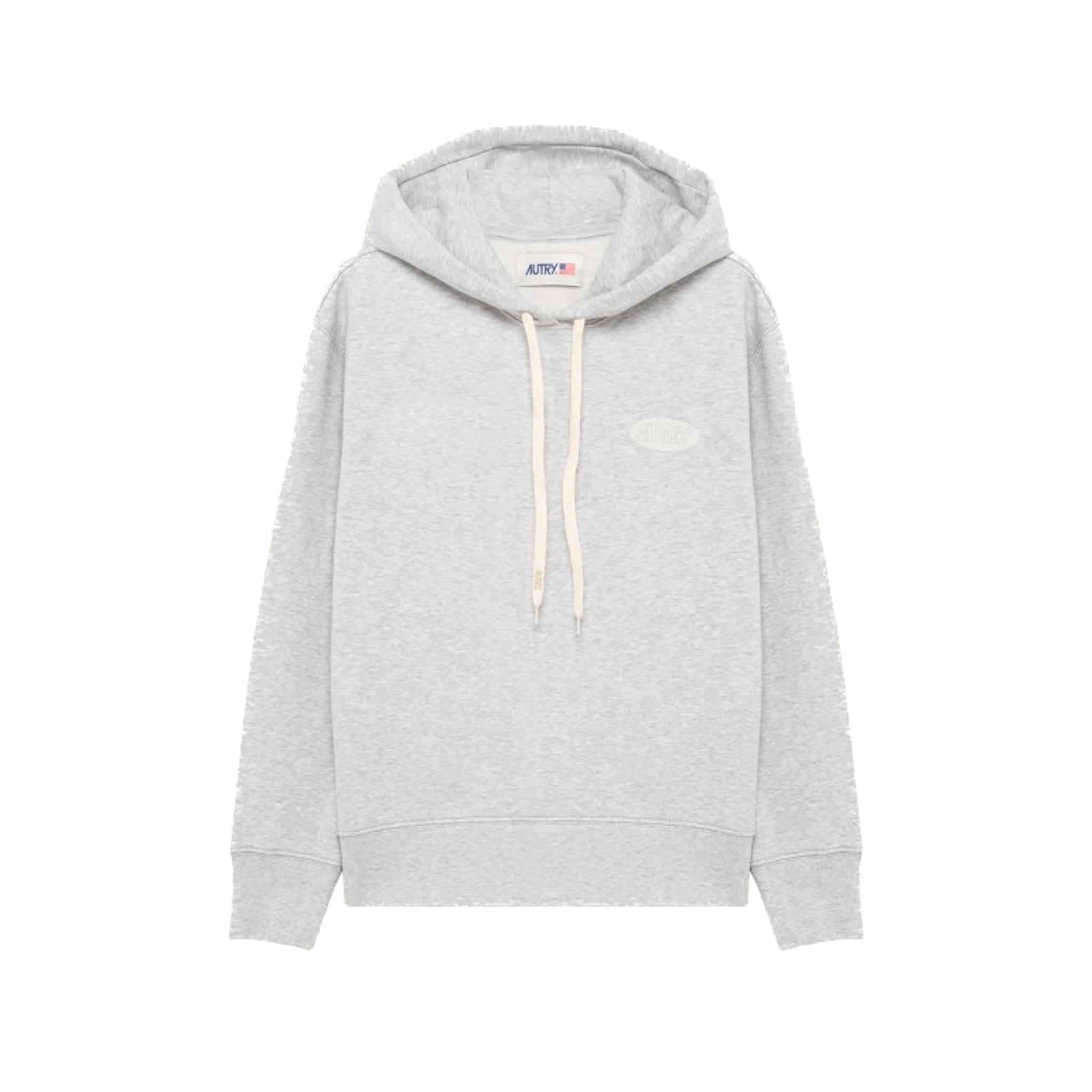 Autry | W02JM Felpa Hoodie in jersey grigio con logo stampato
