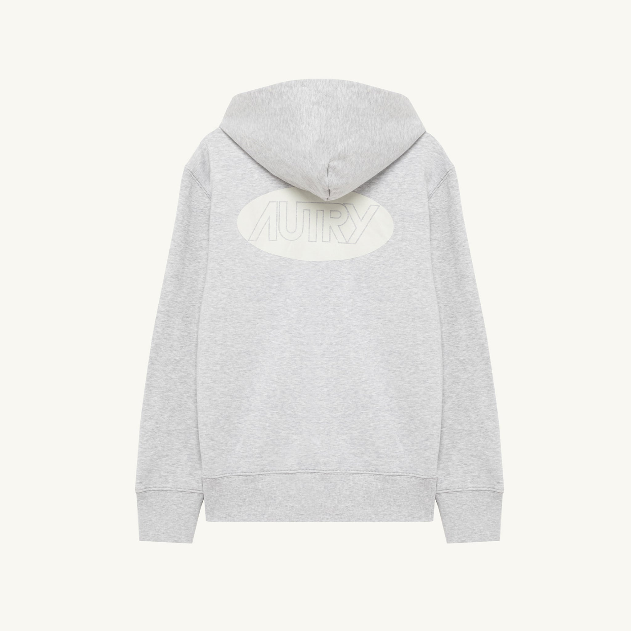 Autry | W02JM Felpa Hoodie in jersey grigio con logo stampato