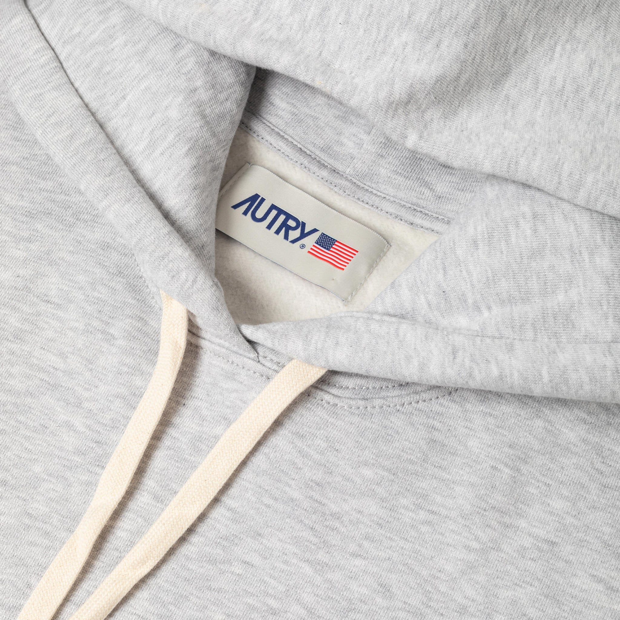 Autry | W02JM Felpa Hoodie in jersey grigio con logo stampato