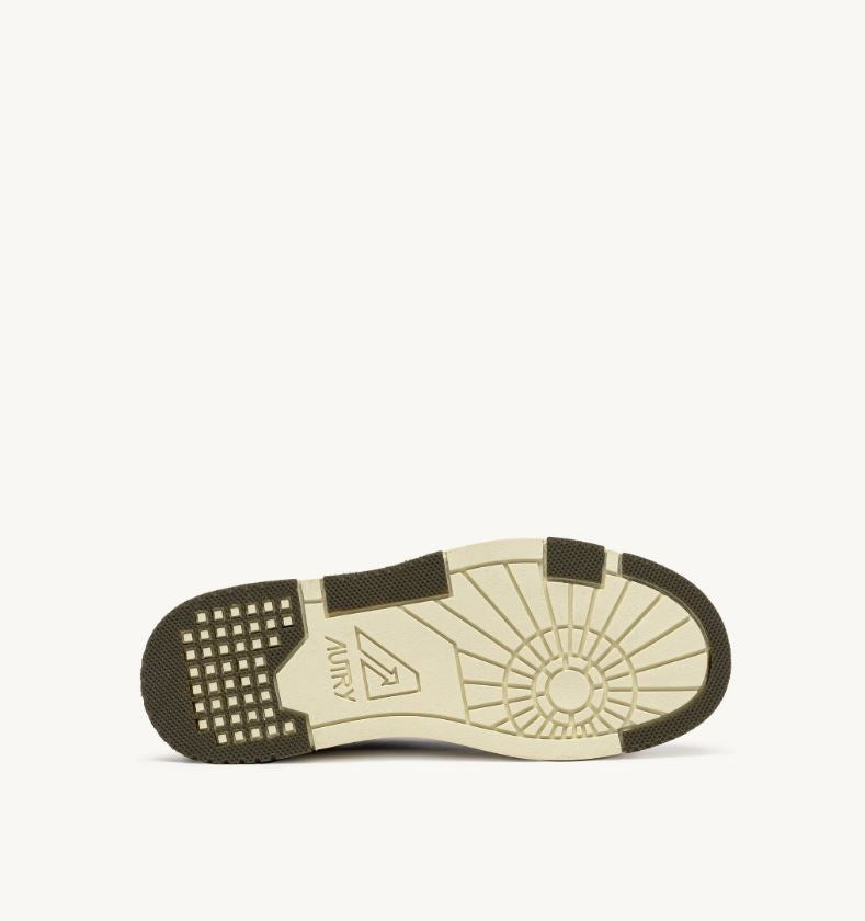 Autry | EE02 CLC Sneaker Low In Pelle e Suede Bianca e Verde Militare