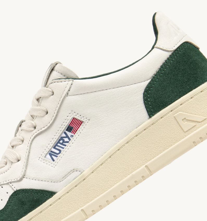Autry | GS42 Sneakers Medalist low in Pelle e Suede Bianca e Verde Bottle