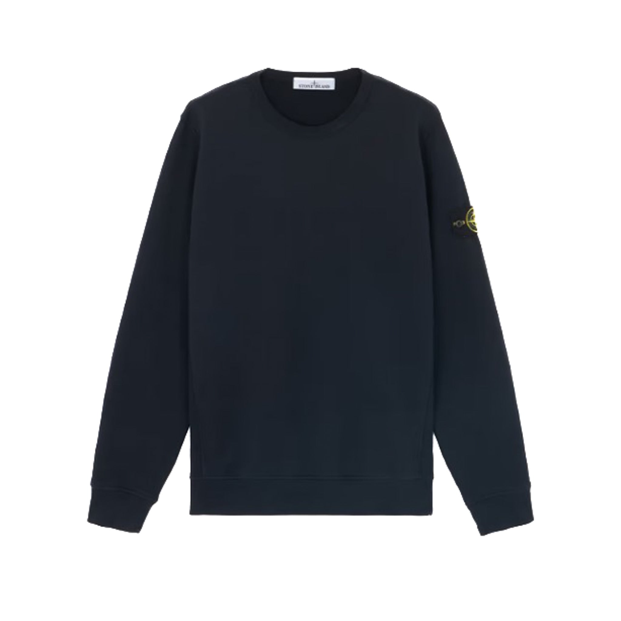 Stone Island | Felpa Girocollo blu con motivo a coste 63020