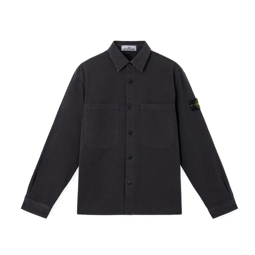Stone Island | 1200025 Giacca Camicia Organic Panama Cotton 'Old' Effect Blu Navy