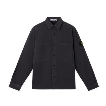 Stone Island | 1200025 Giacca Camicia Organic Panama Cotton 'Old' Effect Blu Navy