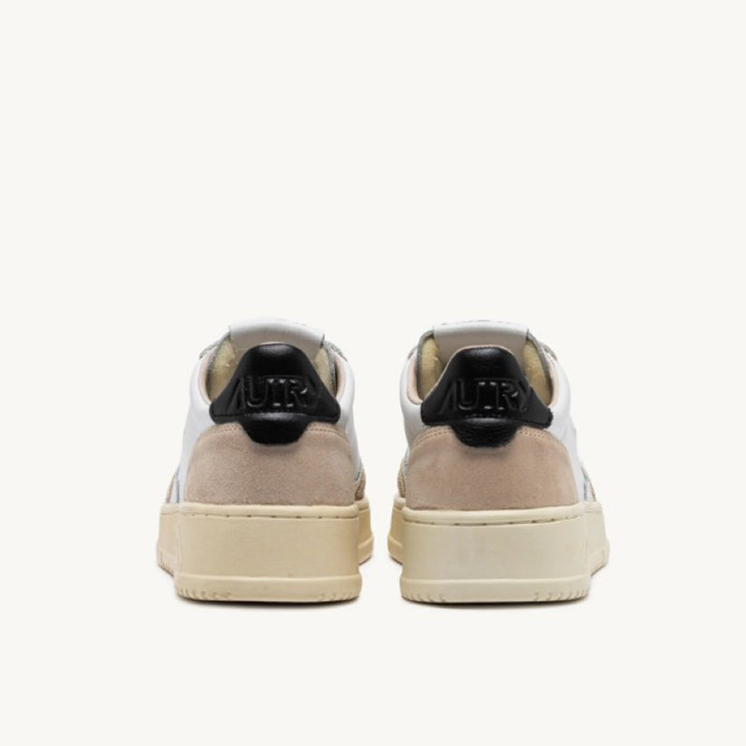 Autry | Medalist LS21 Sneakers Low in Pelle Bianca e Nera e Suede Beige