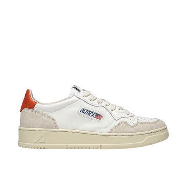 Autry | Medalist LS45 Sneaker Low in Pelle Bianca e Arancio e Suede Beige