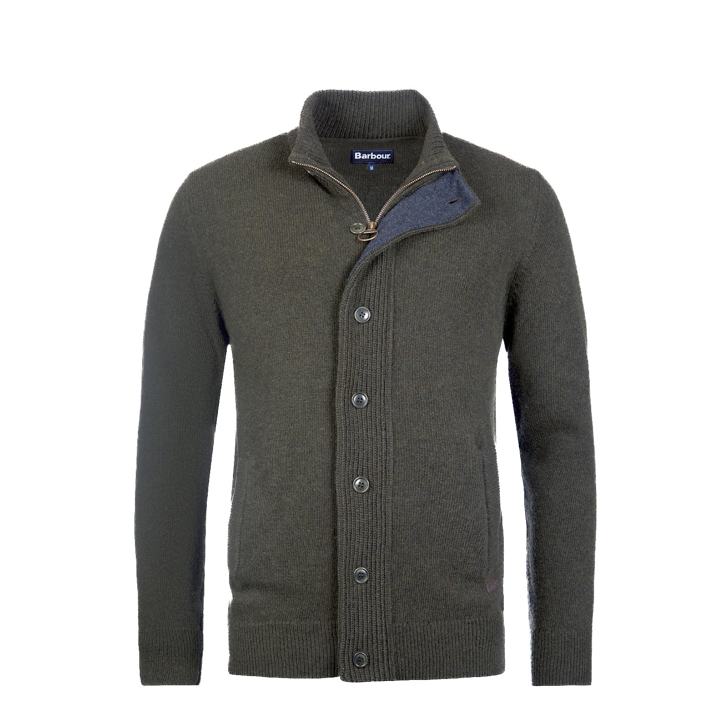 Barbour | Cardigan con bottoni e zip Patch MKN0731 GN73 MILITARY