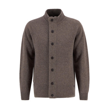 Barbour | Cardigan con bottoni e zip Patch MKN0731 ST52 Dark Stone