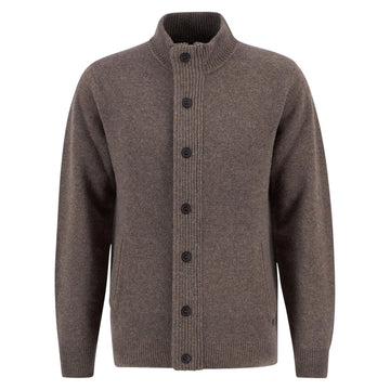 Barbour | Cardigan con Bottoni e Zip Patch Dark Stone