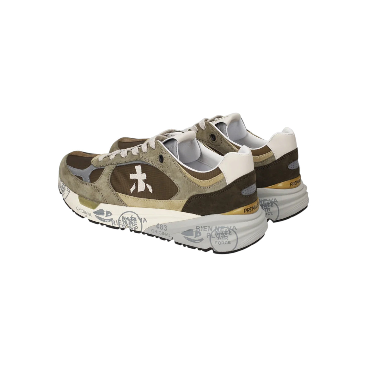 Premiata | Mase 8423 Sneaker In Suede E Mesh Salvia e Marrone