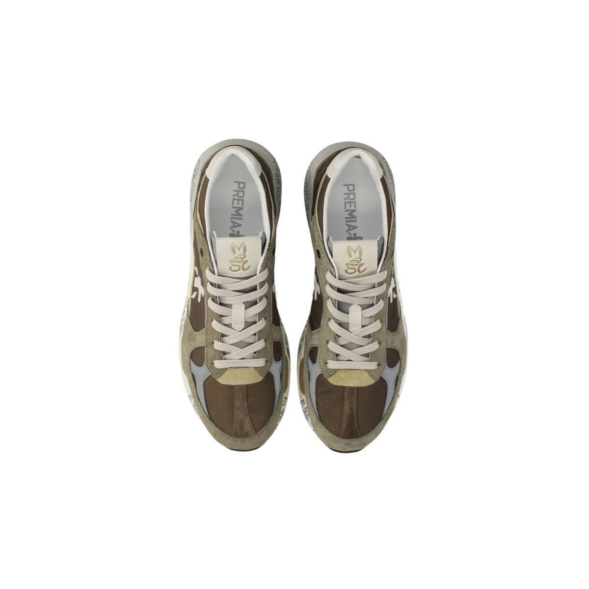 Premiata | Mase 8423 Sneaker In Suede E Mesh Salvia e Marrone