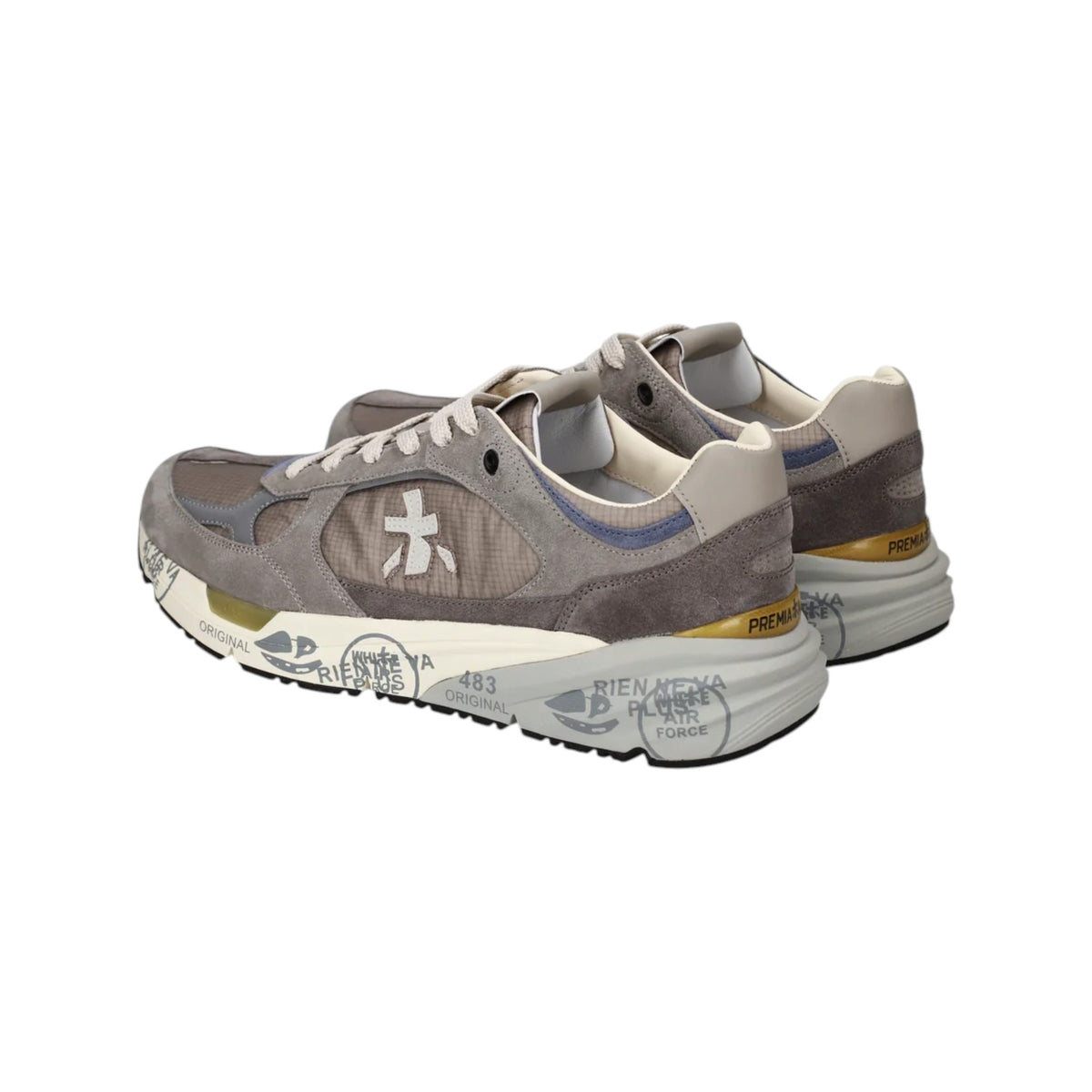 Premiata | Mase 8429 Sneaker In Suede E Mesh Grigio Chiaro con Dettagli Lavanda e Panna