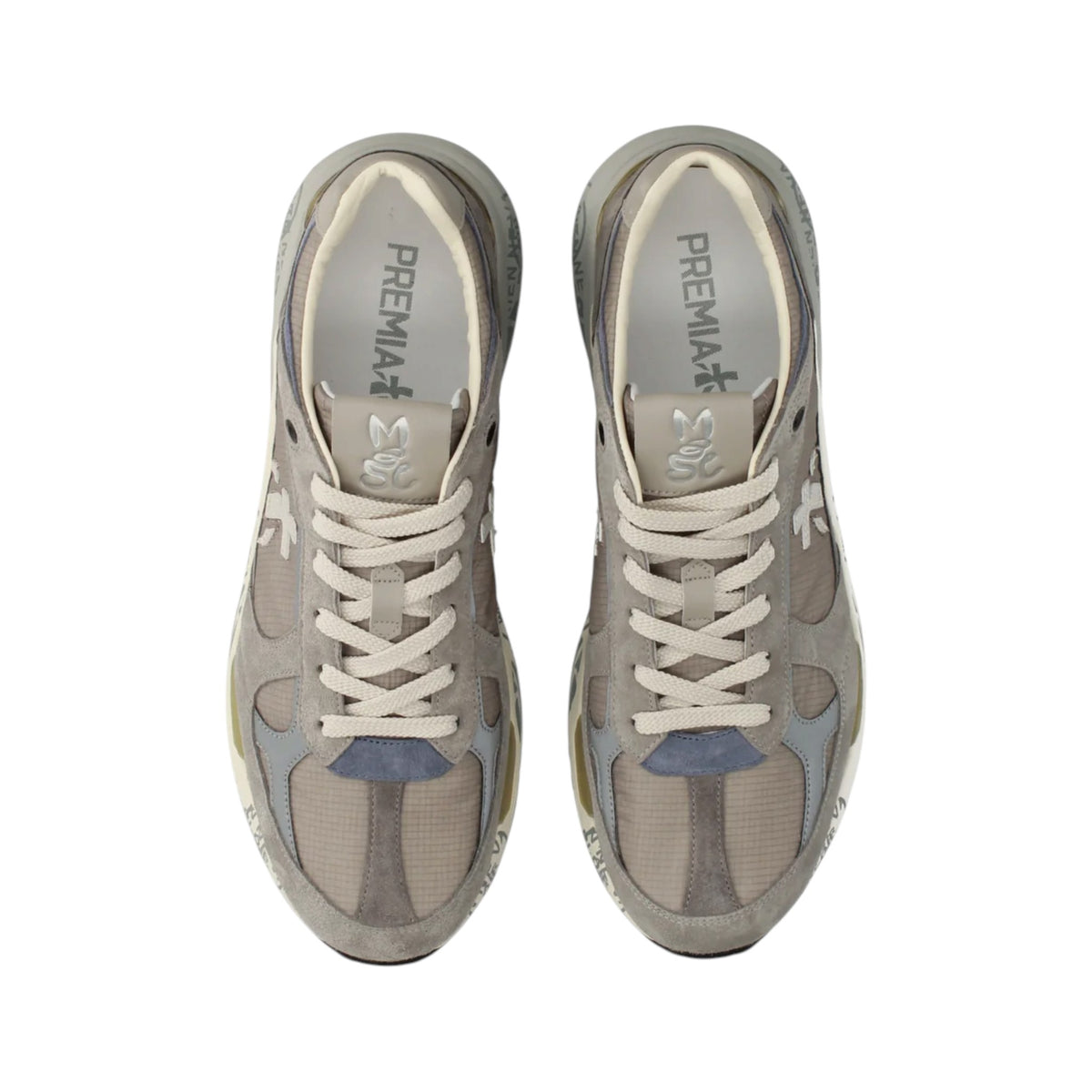 Premiata | Mase 8429 Sneaker In Suede E Mesh Grigio Chiaro con Dettagli Lavanda e Panna