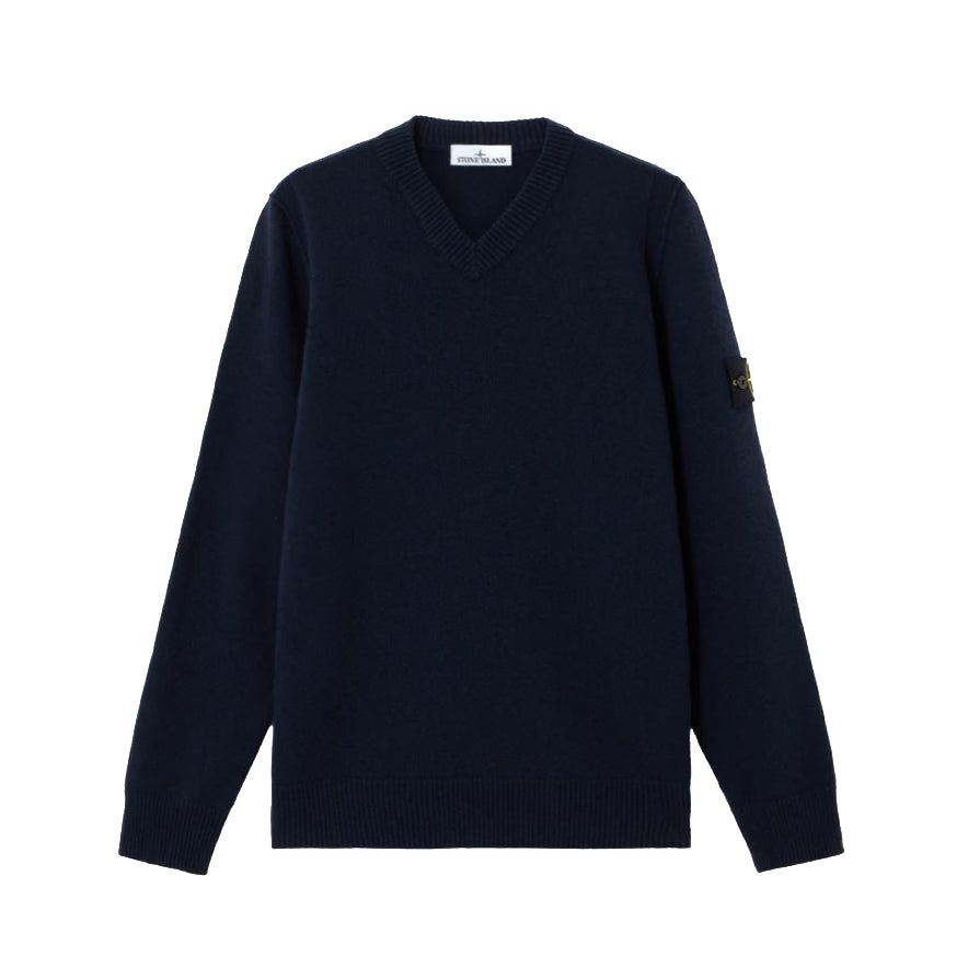 Stone Island | Maglione Scollo a V con cuciture 5100033 LAMBSWOOL Blu Navy