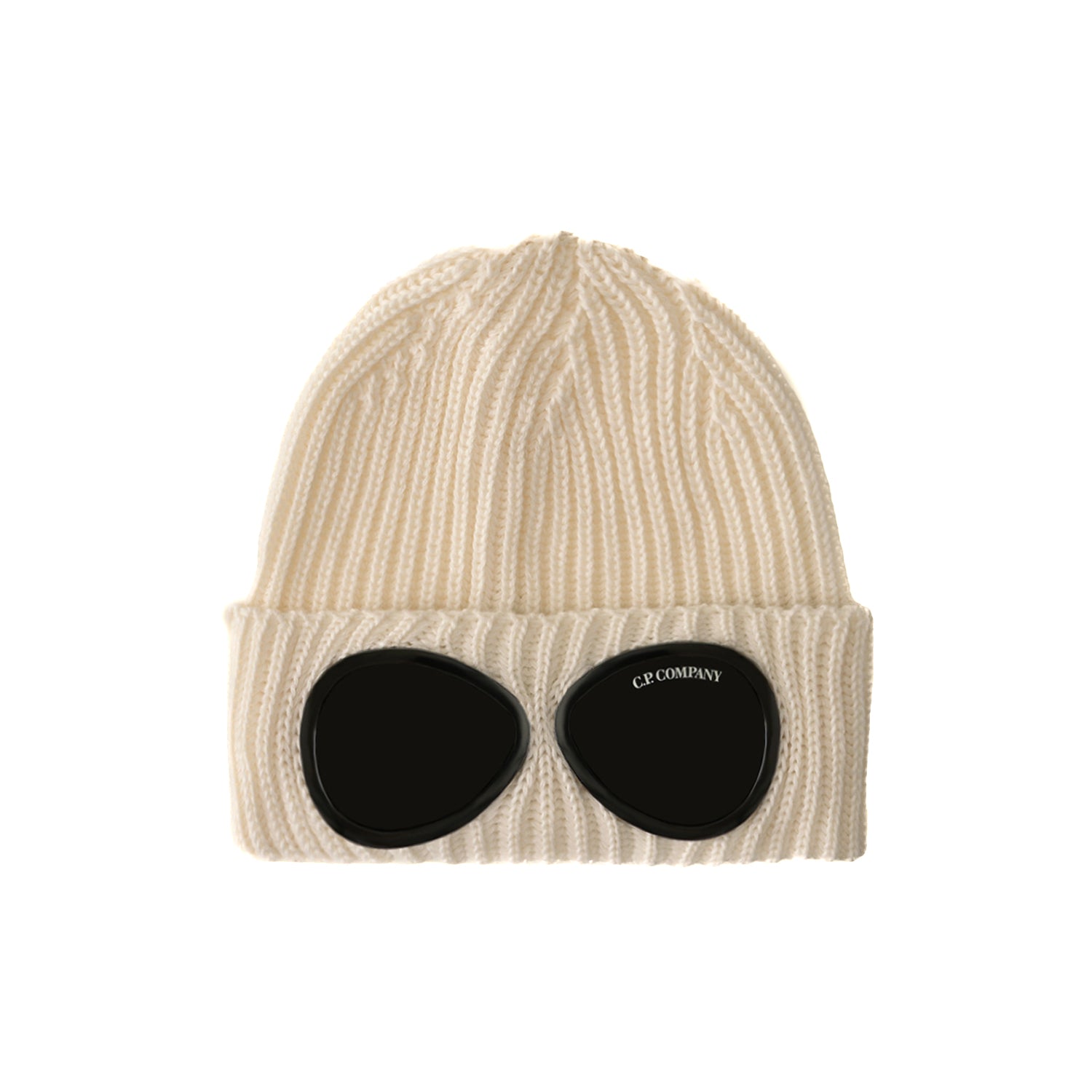 C.P. Company | AC742 Cappello Lana Extrafine Merino Goggle Beanie Panna Occhiale
