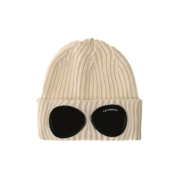 C.P. Company | AC742 Cappello Lana Extrafine Merino Goggle Beanie Panna Occhiale