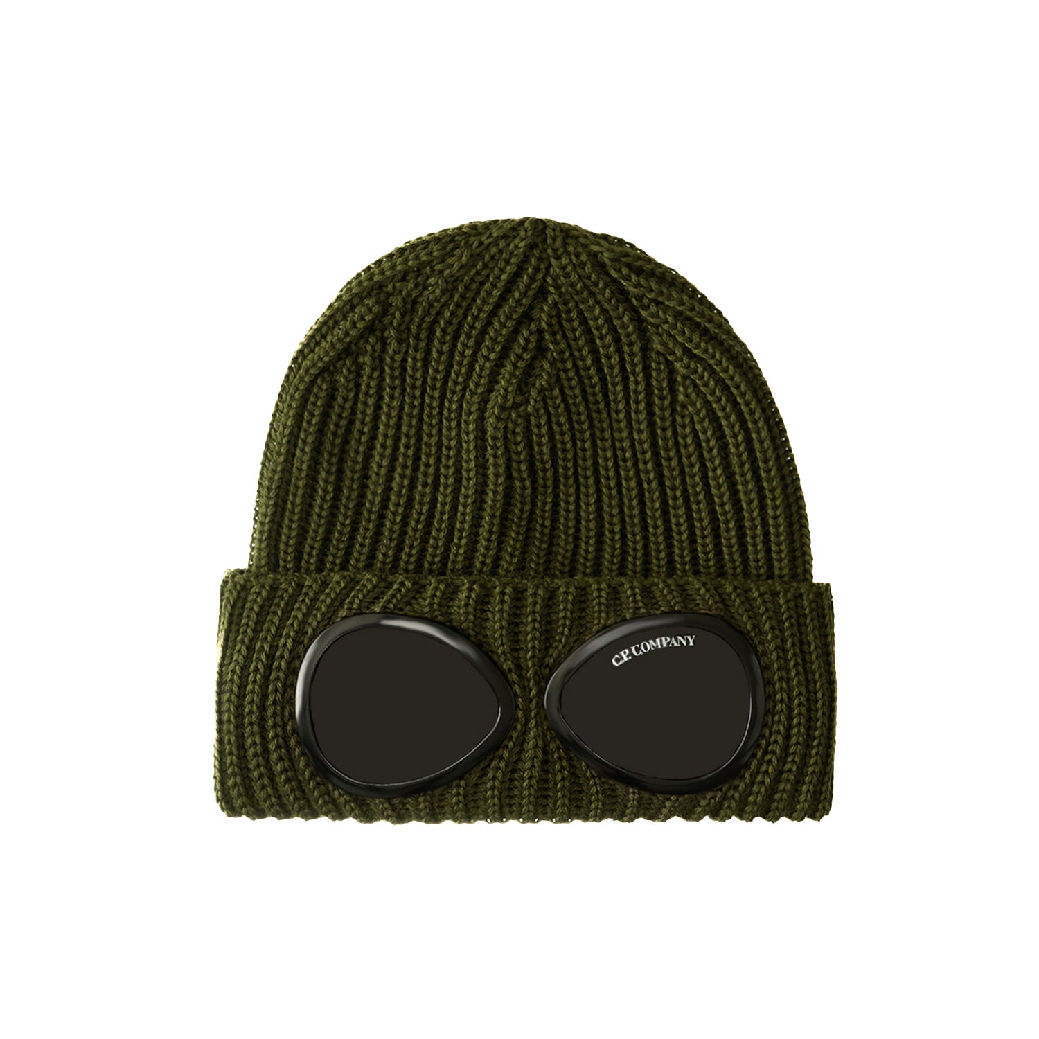 C.P. Company | AC742 Cappello Lana Extrafine Merino Goggle Beanie Verde Scuro Occhiale