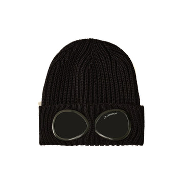 C.P. Company | AC742 Cappello Lana Extrafine Merino Goggle Beanie Nero Occhiale
