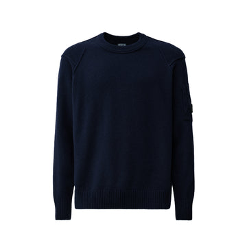 C.P. Company | Maglione 110149A Lambswool GRS Crewneck Lens Blu scuro
