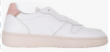 D.A.T.E. Court | Sneaker Pelle Bianca con talloncino rosa