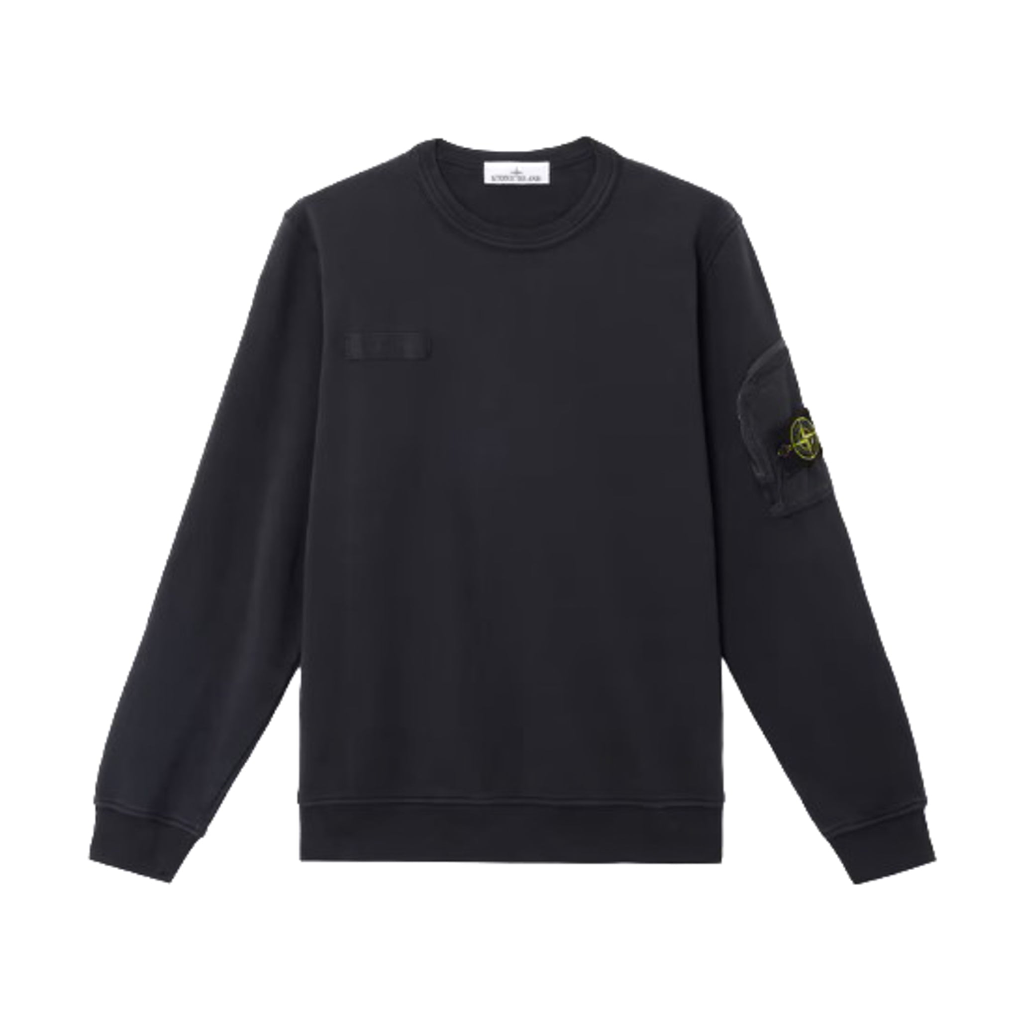 Stone Island | Felpa Girocollo con tasca con zip sulla manica nera 6100003