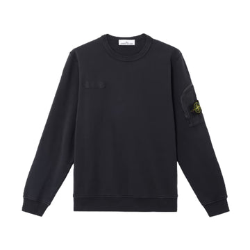 Stone Island | Felpa Girocollo con tasca con zip sulla manica nera 6100003