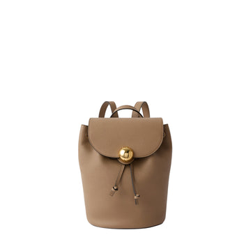 Furla | Moonlight Zaino Secchiello in Pelle Martellata Fango con Bottone Dorato